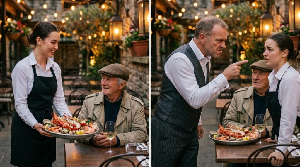 Despidió a la camarera por regalar comida a un anciano… ¡Pero no sabía quién era él en realidad!
