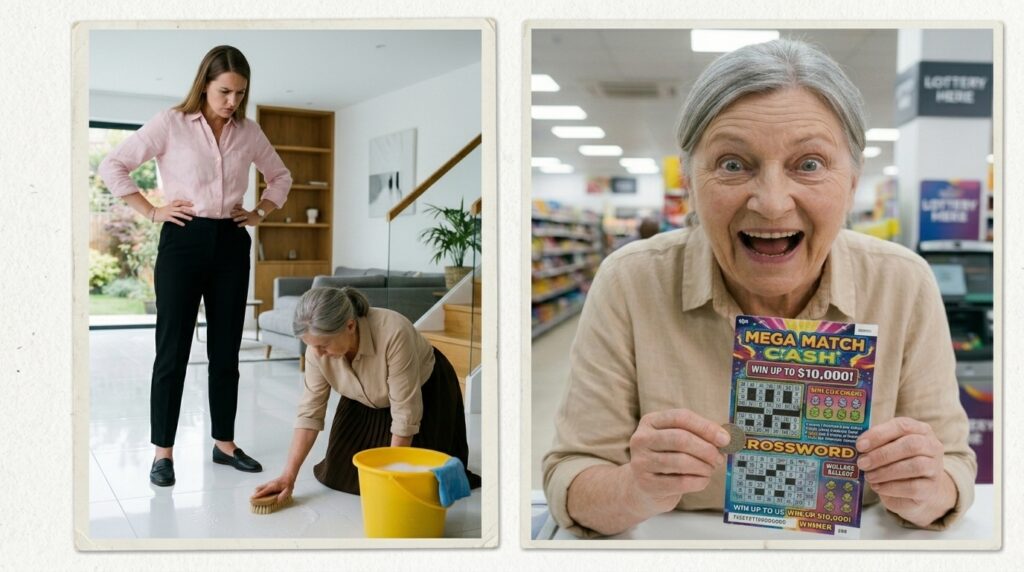🧹 Su hija la obligaba a limpiar el piso para «ganarse la comida», pero un boleto de lotería lo cambió todo 💸